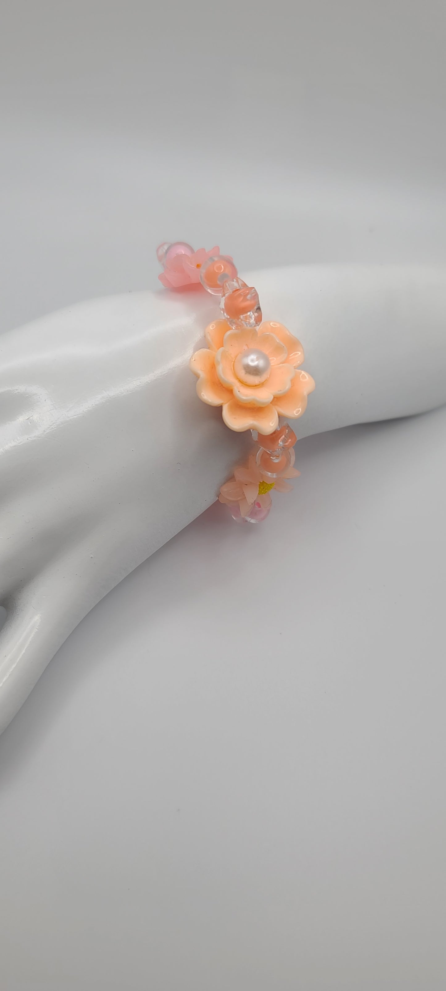 Peach and Pink Flower Bracelet