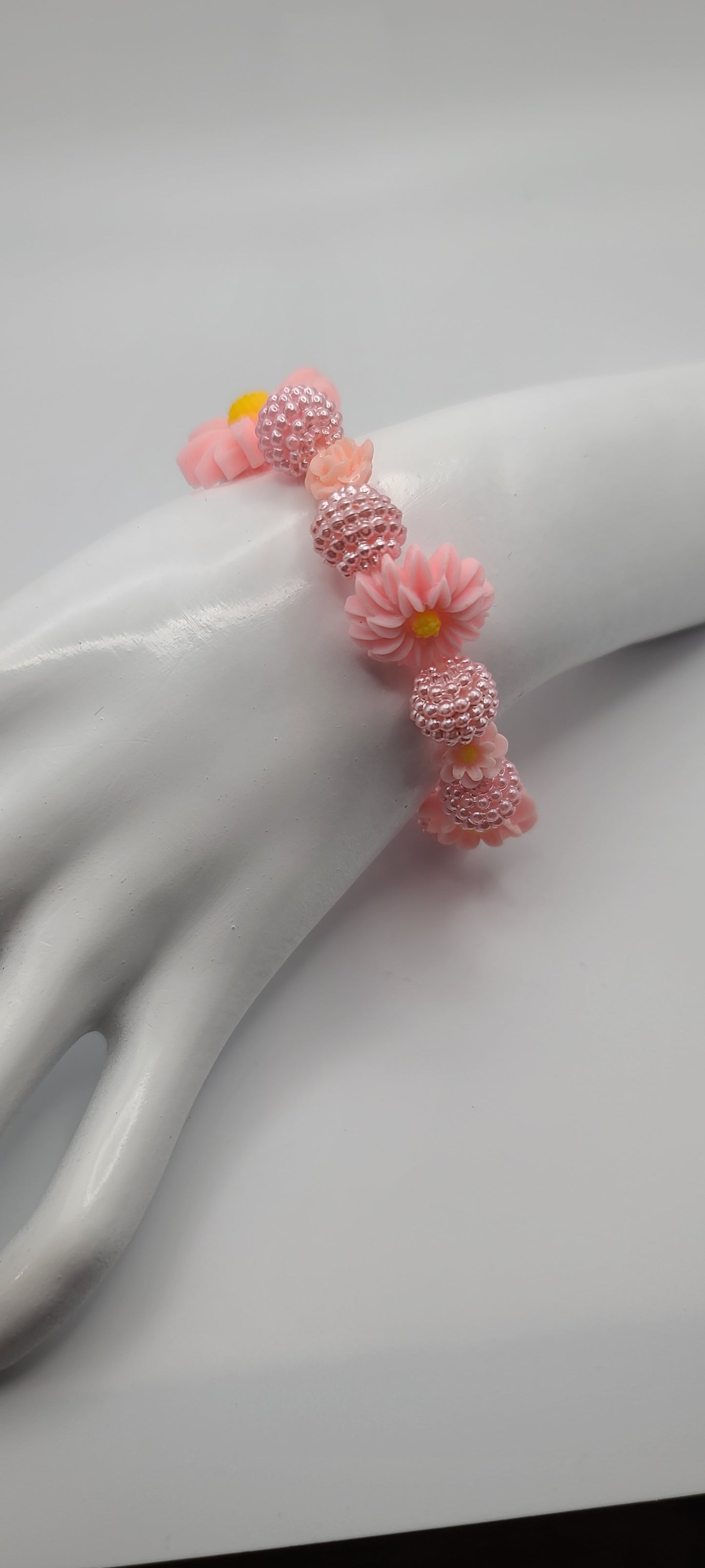 Pink and Peach Flower Bracelet
