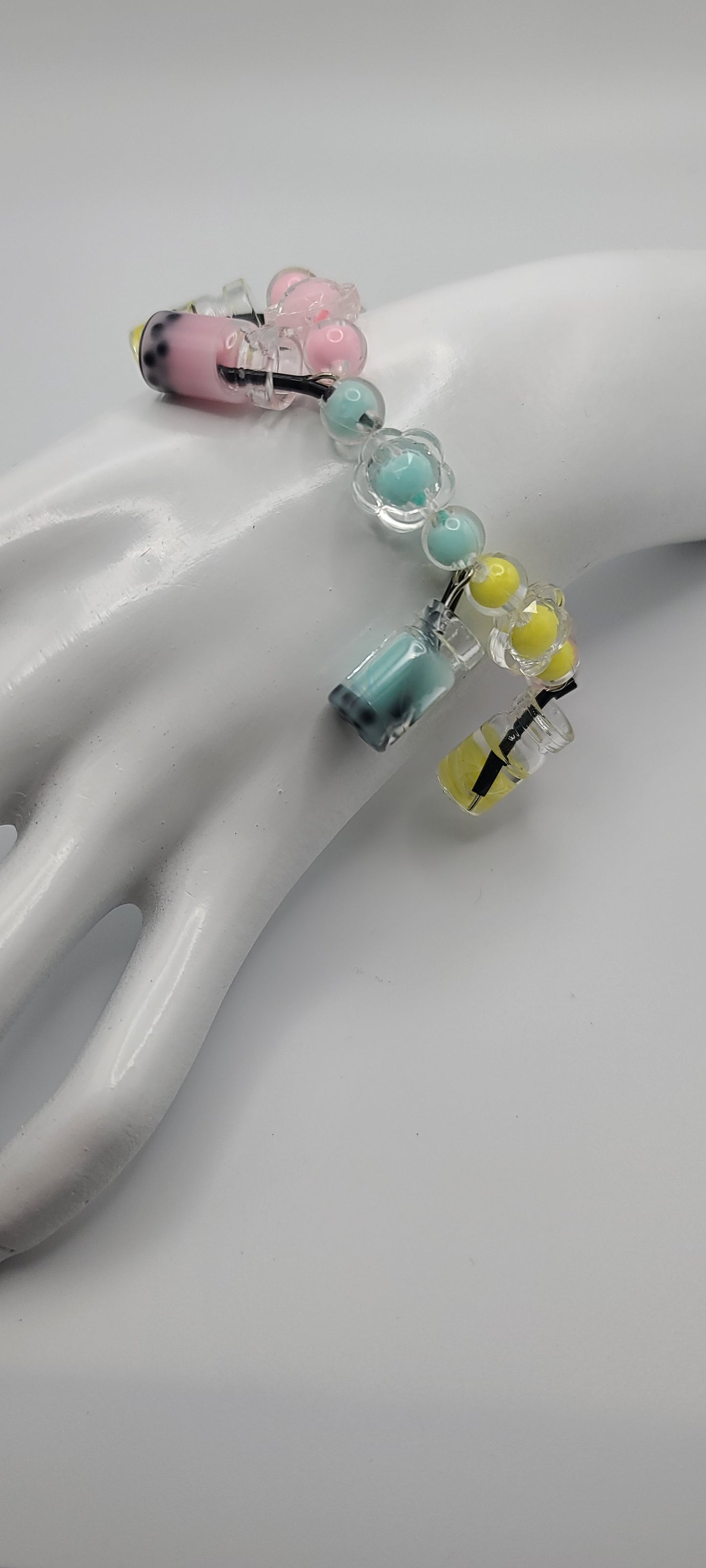 Pink, Blue, Yellow Boba Bracelet