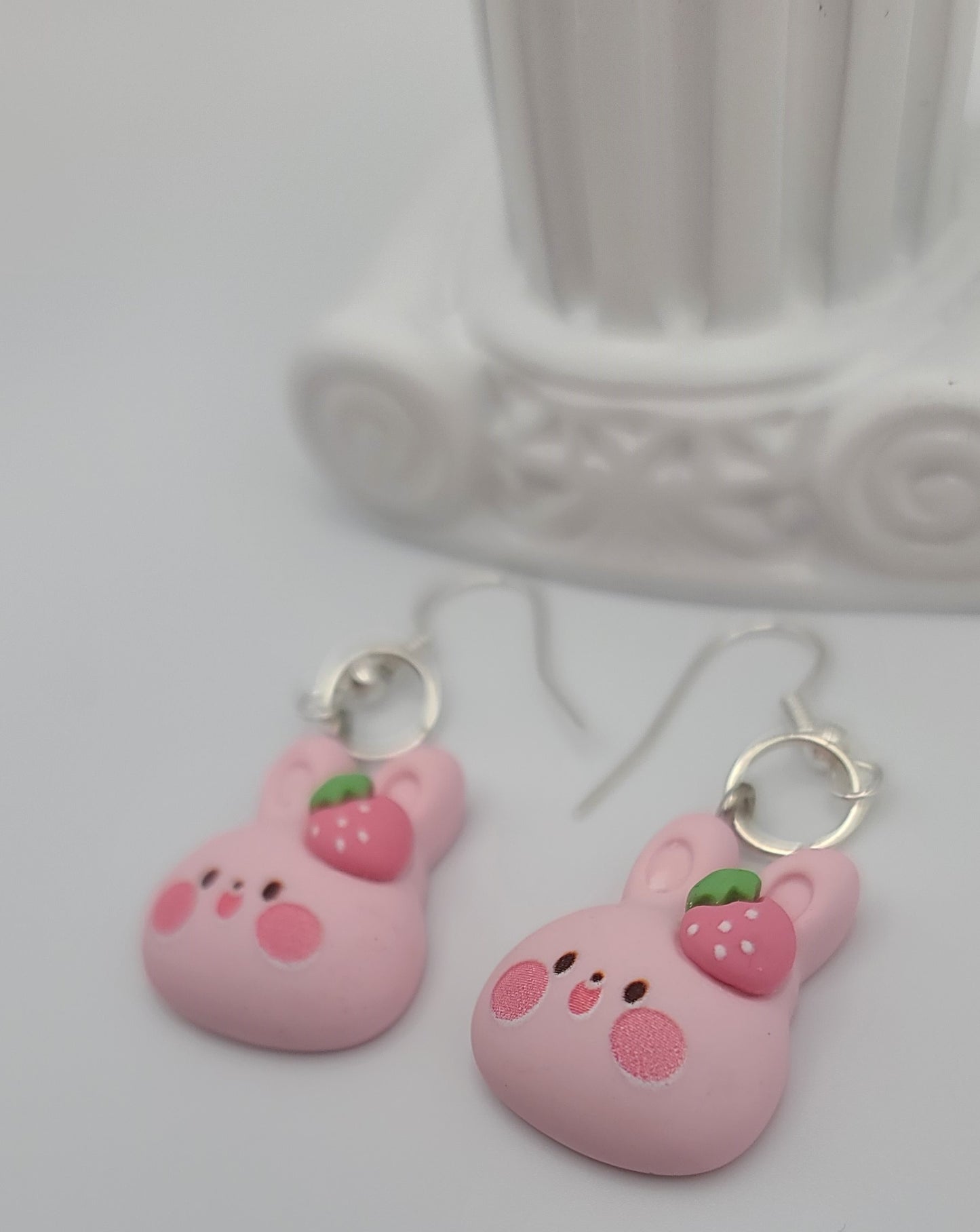 Pink Strawberry Bunny Earrings