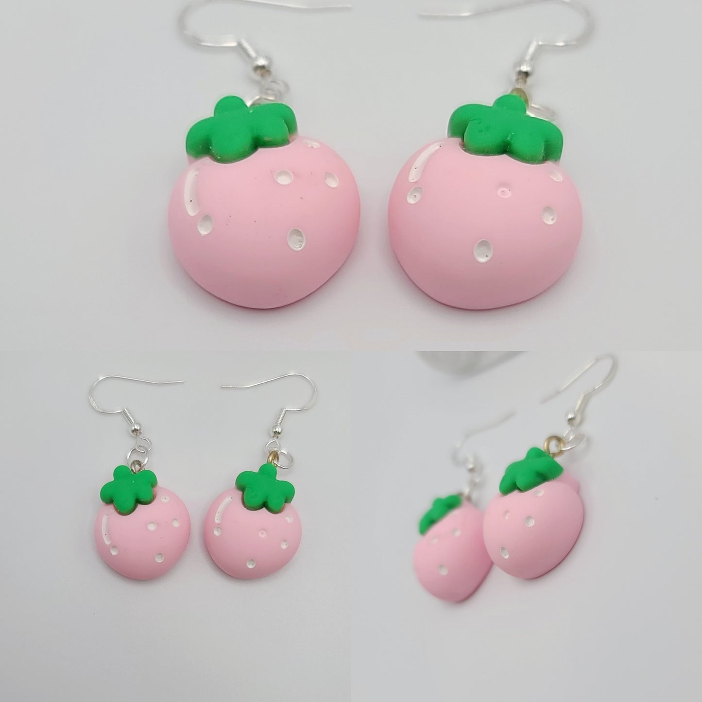 Kawaii Pink or Clear Strawberry Earrings
