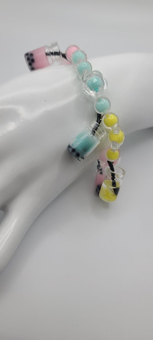 Pink, Blue, Yellow Boba Bracelet