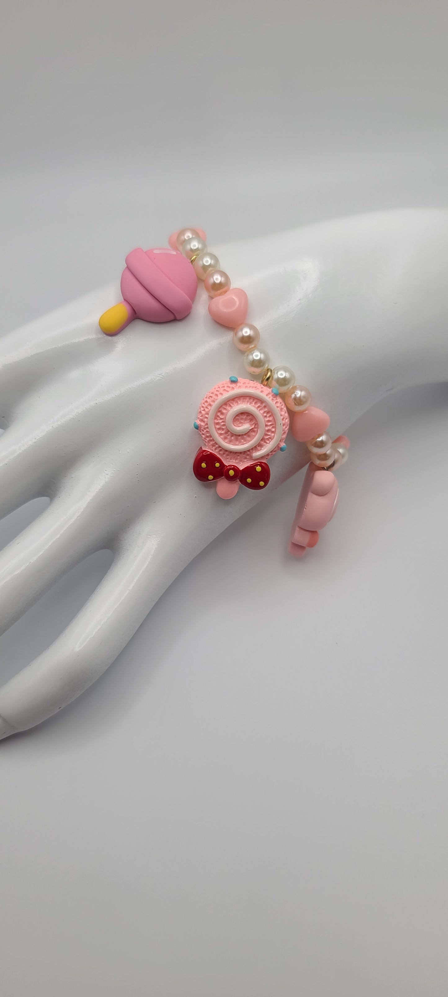 Sweet Pink Candy Lollipop Beaded Bracelet