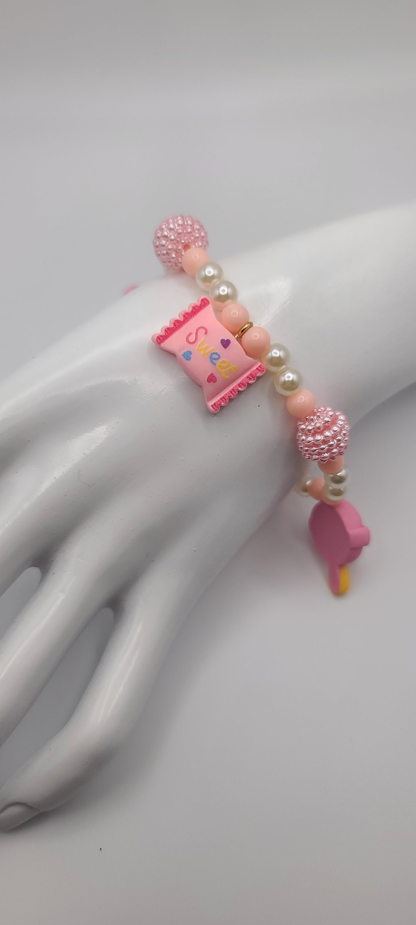 Sweet Pink Candy Lollipop Beaded Bracelett