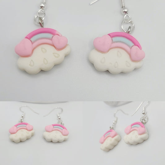 Kawaii Pastel Rainbows and Clouds Earrings