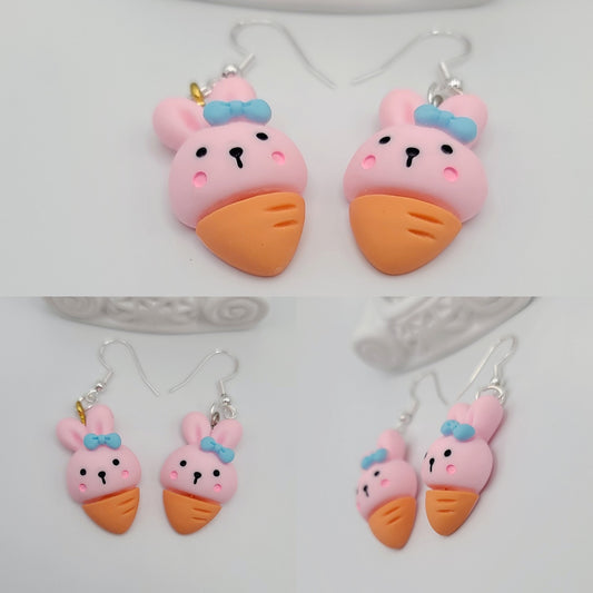 Kawaii Bunny Carrot Ice Cream Earrings