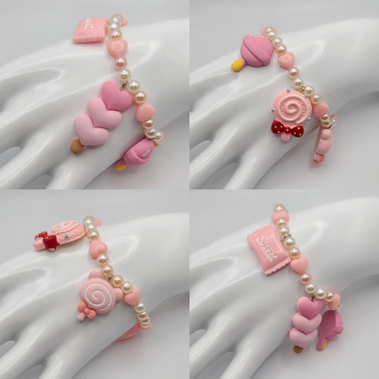 Sweet Pink Candy Lollipop Beaded Bracelet