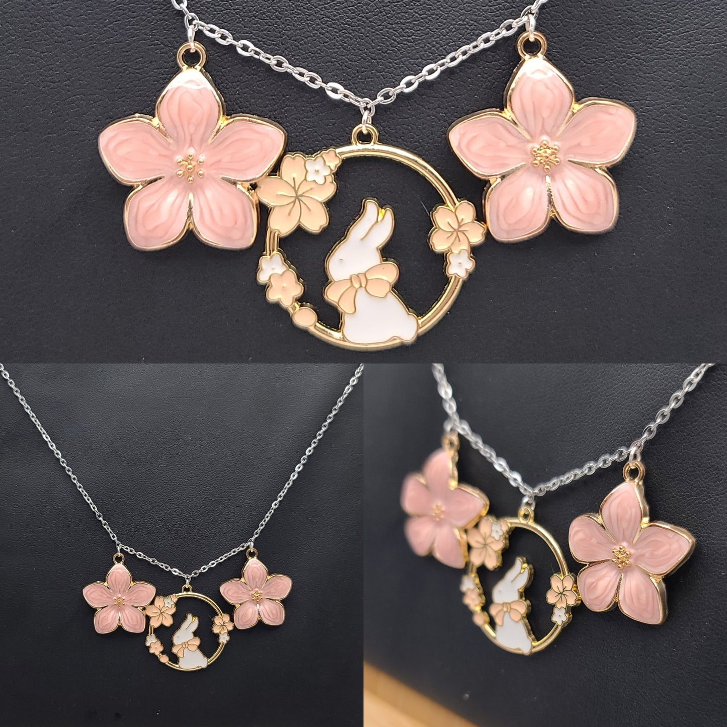 White Cherry Blossom Charms Necklace