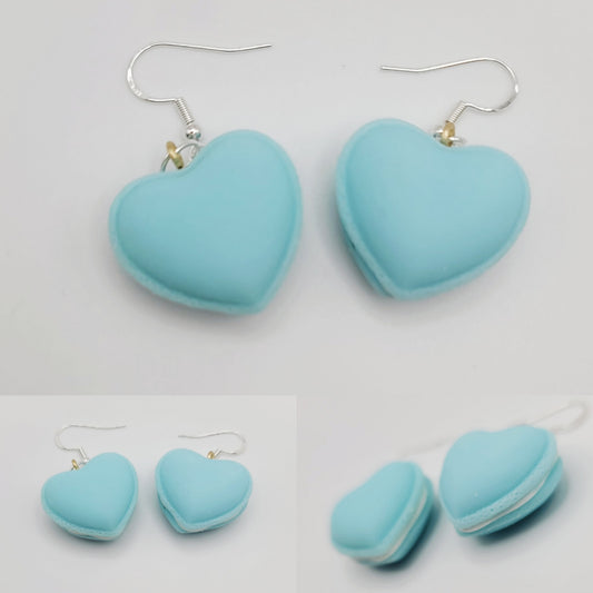 Blue Heart Macaron Earrings