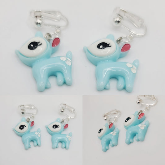 Baby Blue Fawn Deer Earrings